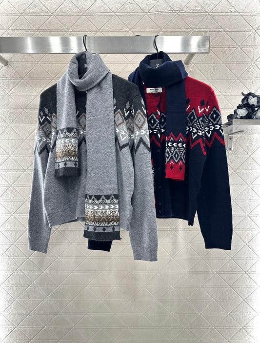 Mi 25 Scarf + Crochet Cardigan Two-Piece Set