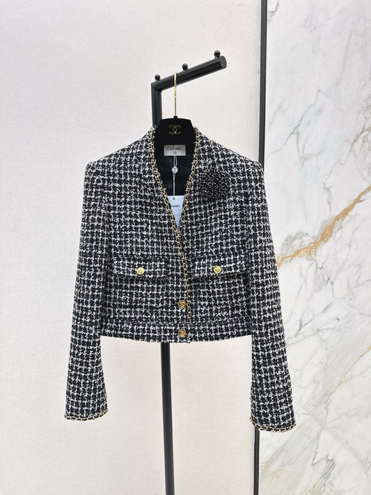 C 25 New Black and White Tweed Jacket