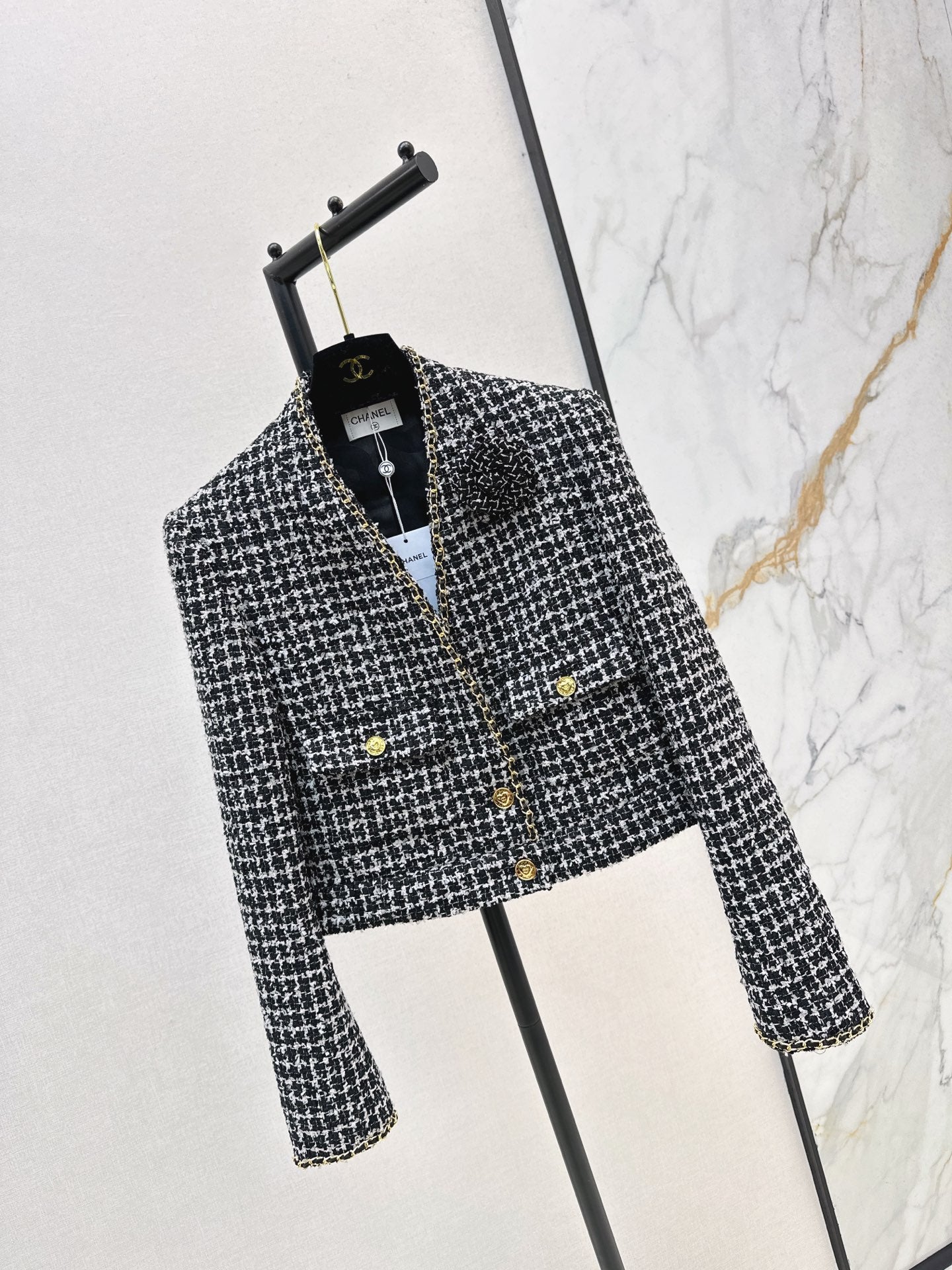 C 25 New Black and White Tweed Jacket