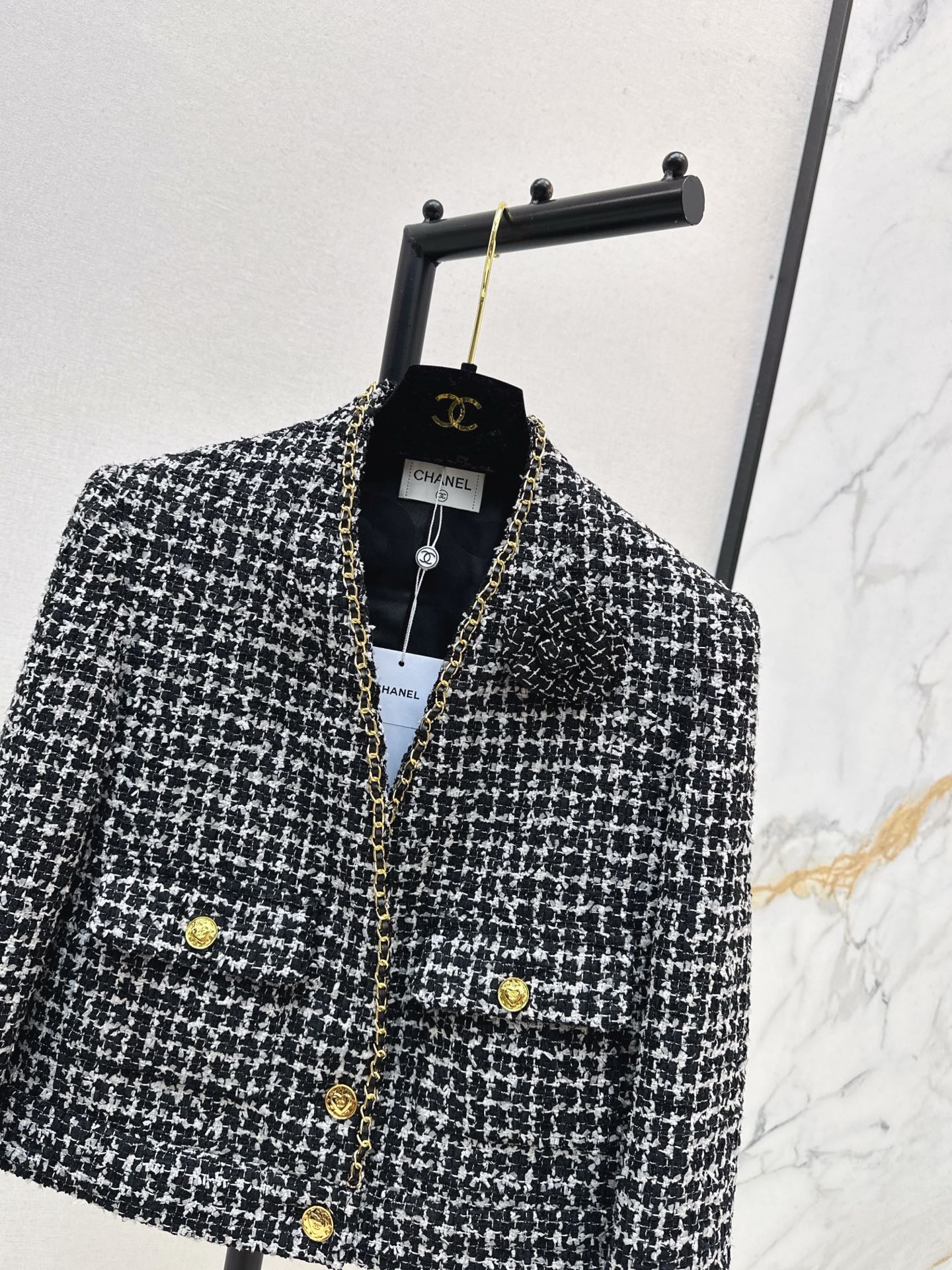 C 25 New Black and White Tweed Jacket