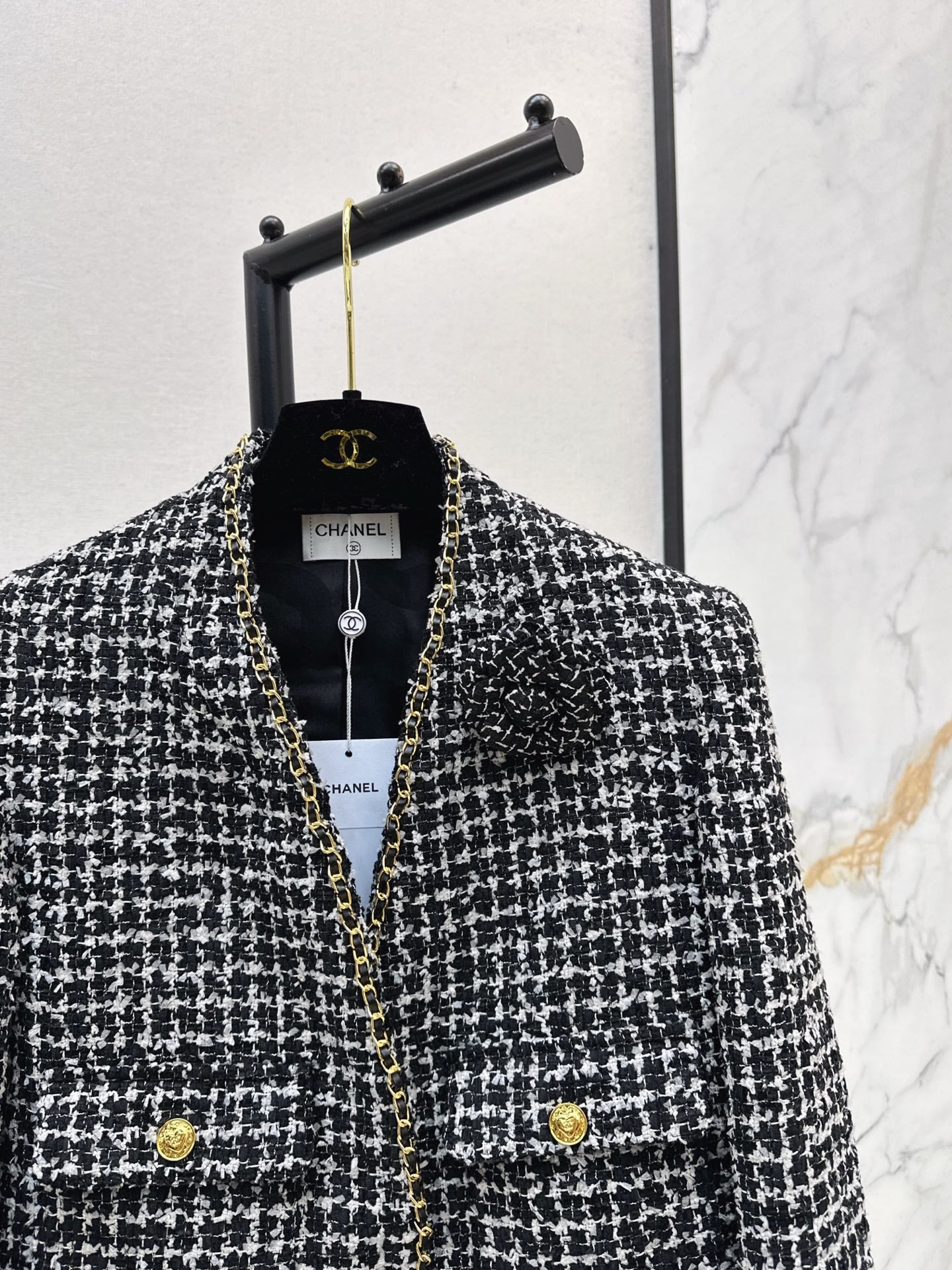 C 25 New Black and White Tweed Jacket