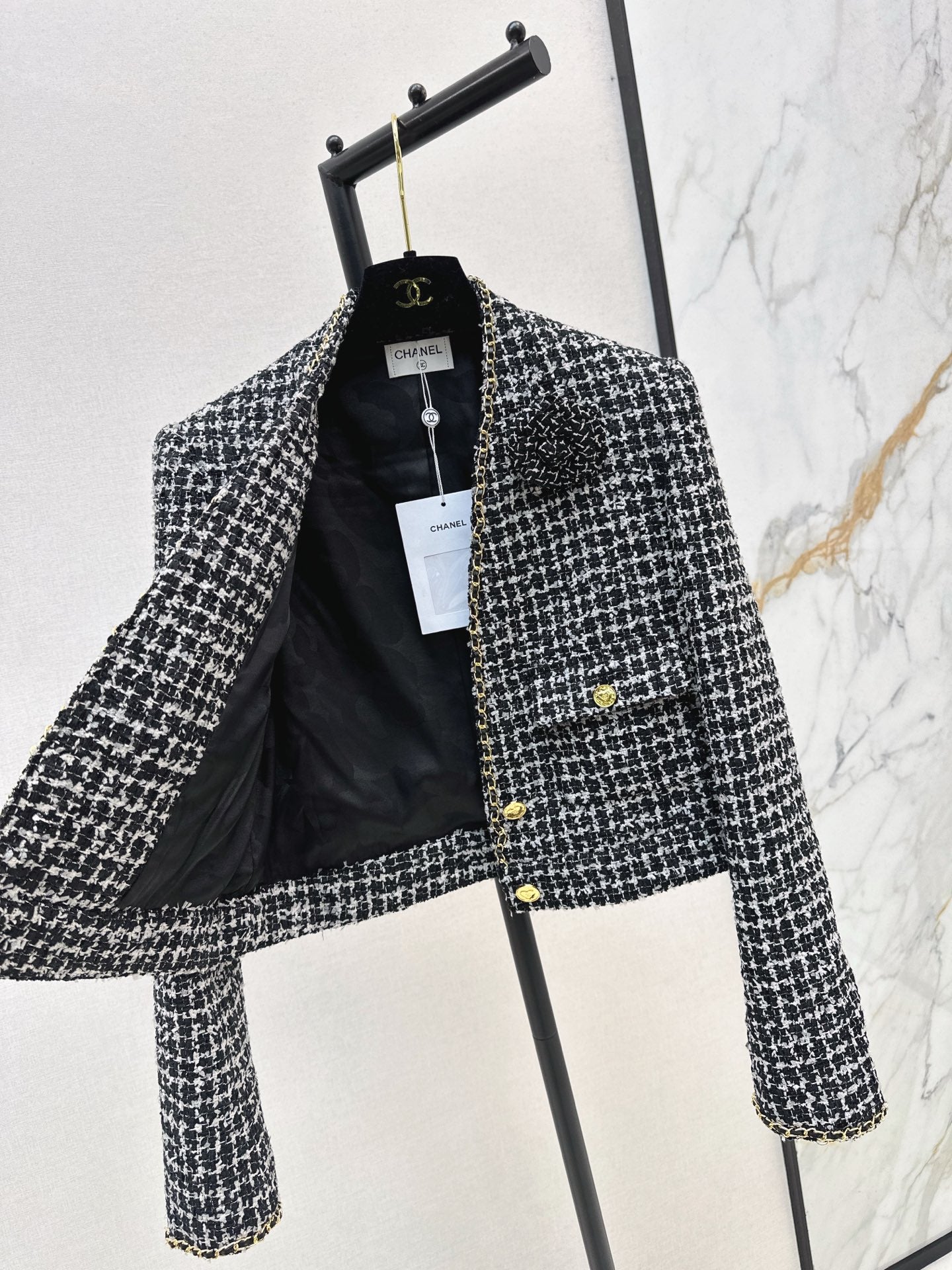 C 25 New Black and White Tweed Jacket