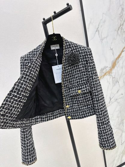 C 25 New Black and White Tweed Jacket